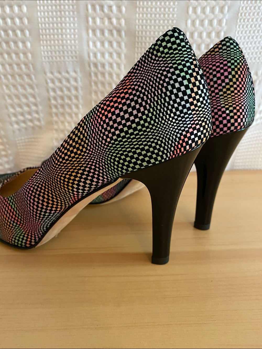 Vintage 90s optical illusion checkerboard heels by Brunate Italian leather - Picture 10 of 10